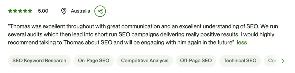Local SEO client testimonial