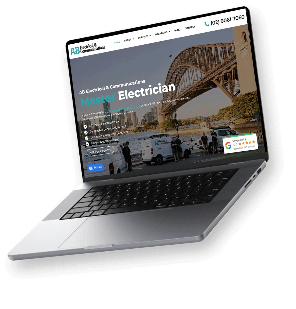 Trade business website shown on phone and desktop