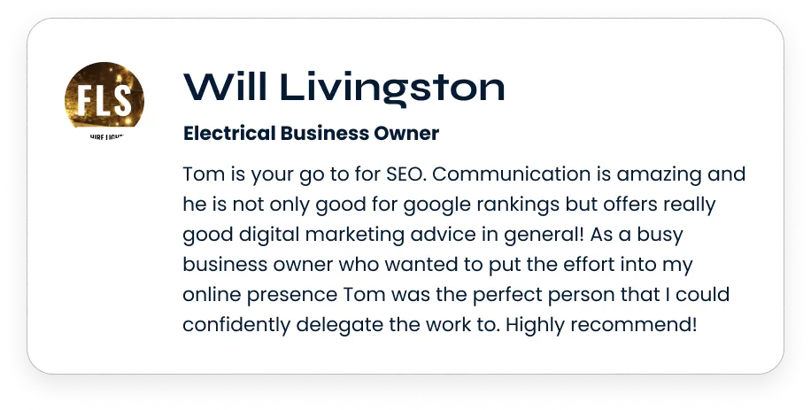 Google review from a PlumbElec Marketing client