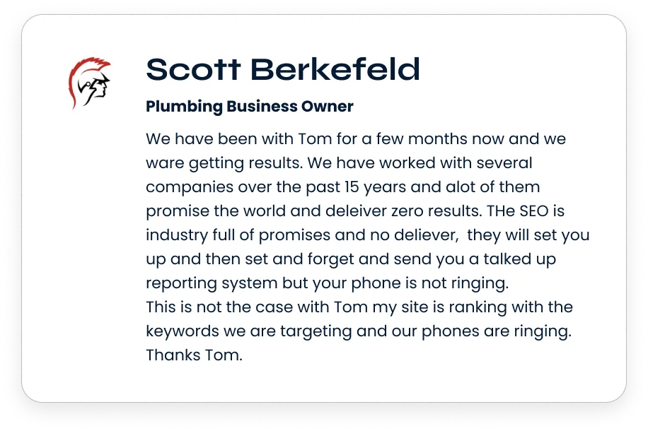 Google review from a PlumbElec Marketing client